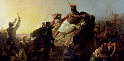 Francisco Pizarro seizing Inca Atahuallpa